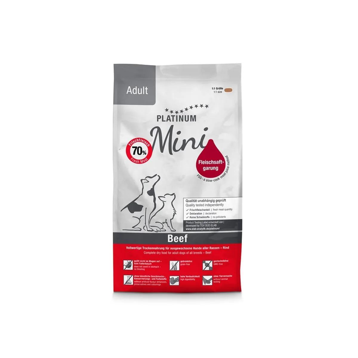 Platinum koera täissööt Adult Mini veisega 900 g