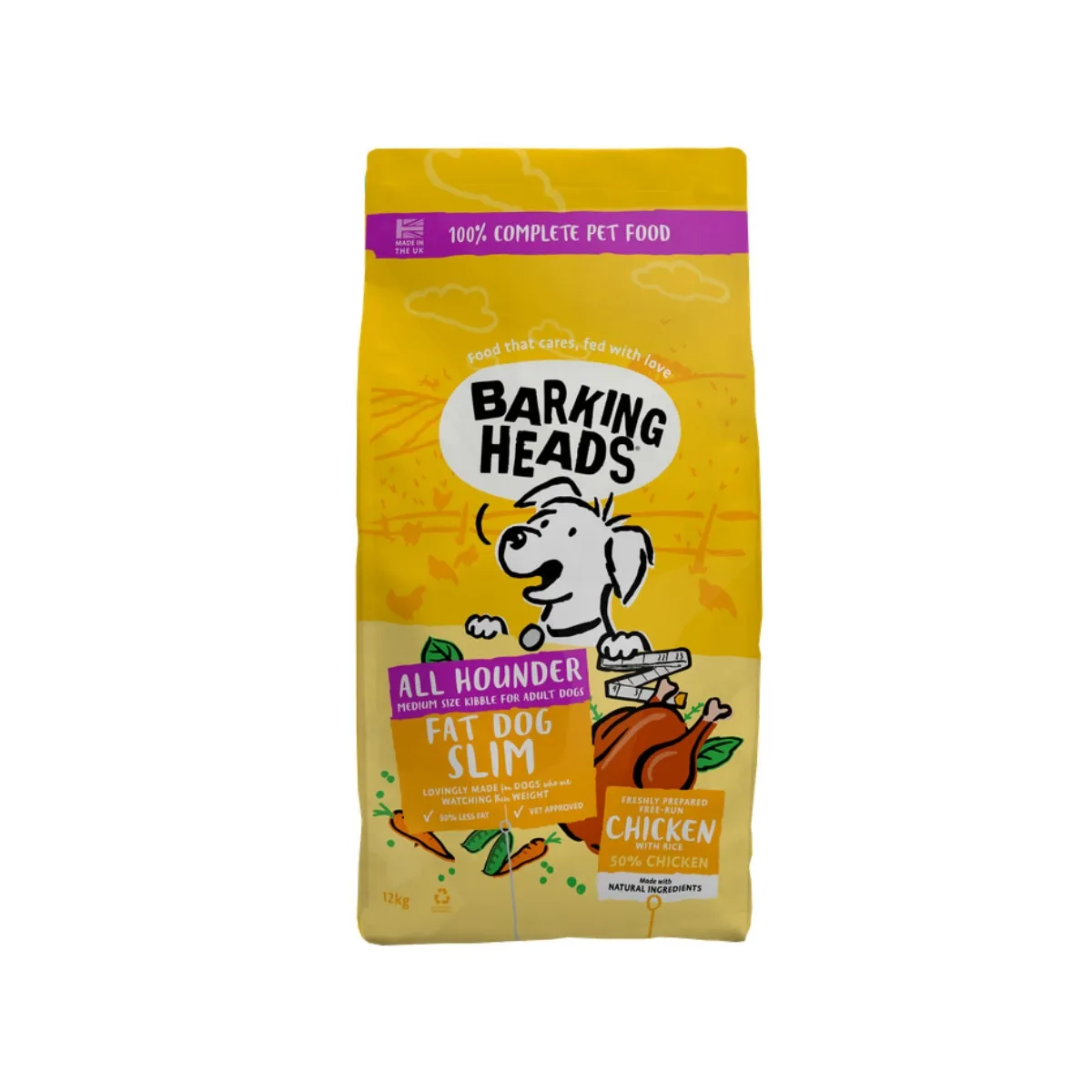 Barking Heads Fat Dog Slim kuivtoit kanaga, 12 kg