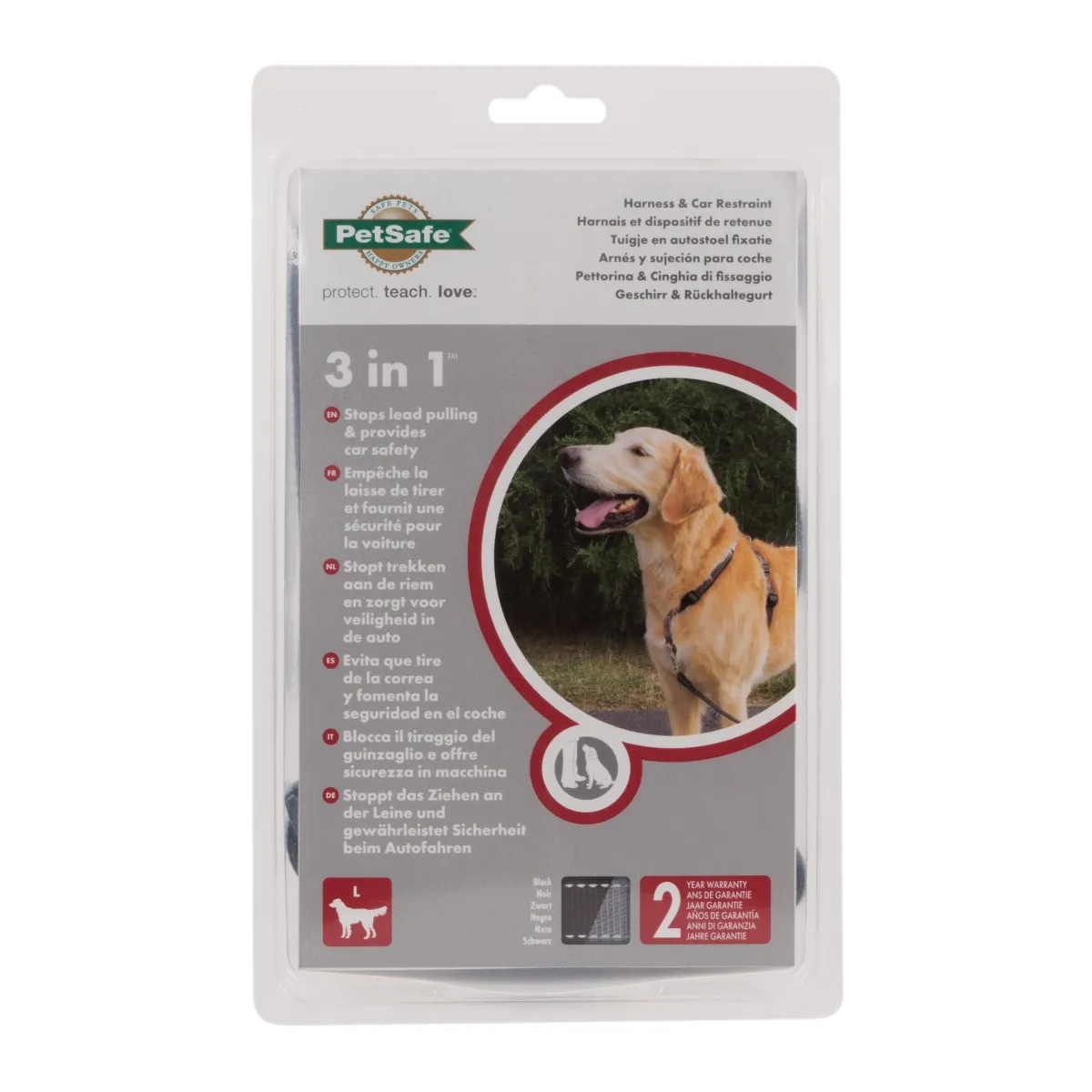 PetSafe 3 in 1™ traksid ja auto turvarihm L, must - Tootepilt