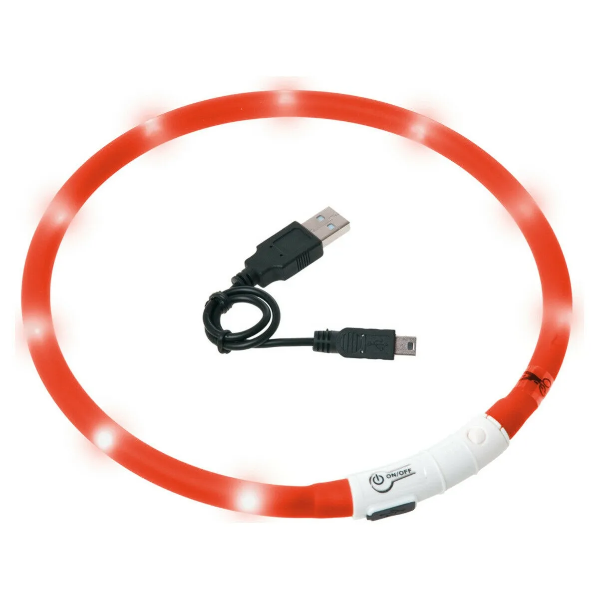 Flamingo kassi LED kaelarihm Visio USB 20-35 cm, punane - Tootepilt