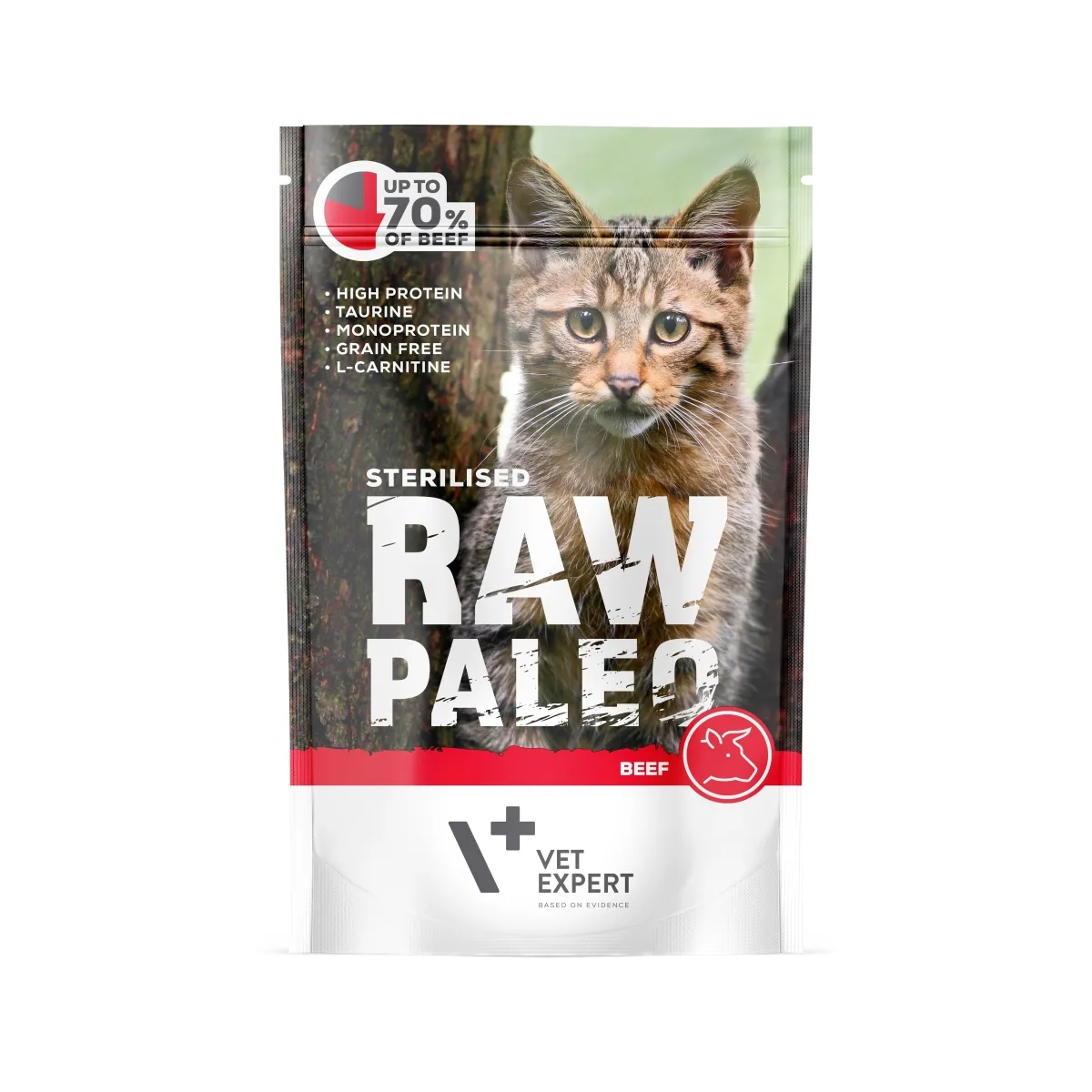 Raw Paleo einekotike steriliseeritud kassile veisega, 100 g - Tootepilt