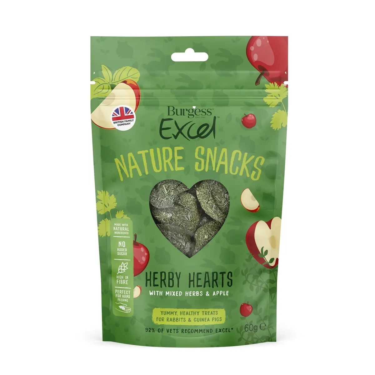 Burgess Excel väikelooma maius Herby Hearts 60 g