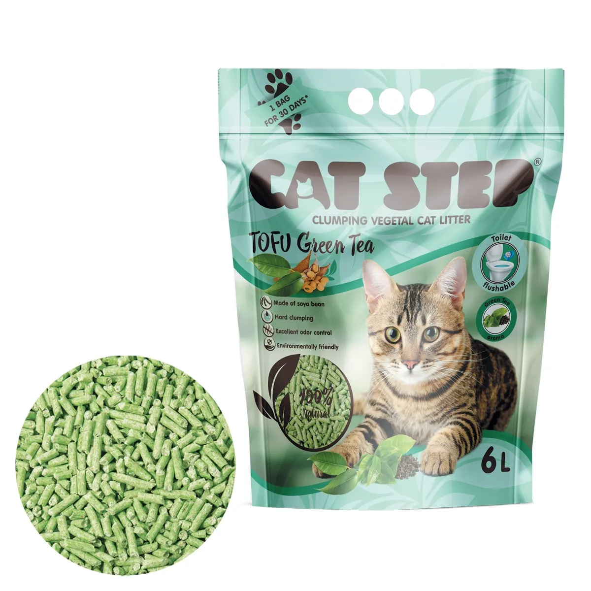 Cat Step Tofu rohelise tee lõhnaline kassiliiv 2.7 kg/ 6 l