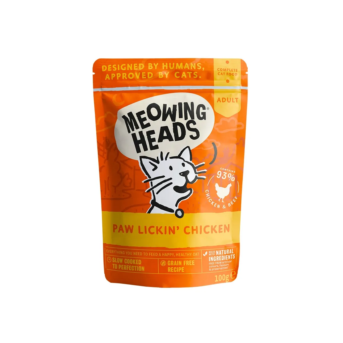 Meowing Heads Paw Lickin kassi einekotike kanaga 100 g - Tootepilt 1