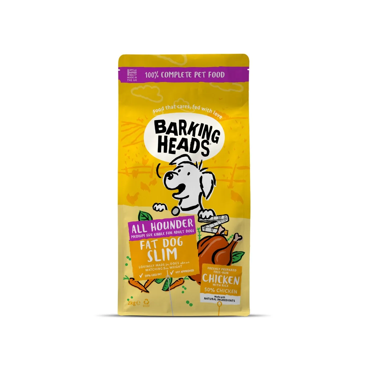 Barking Heads Fat Dog Slim koera kuivtoit kanaga, 2 kg - Tootepilt 1