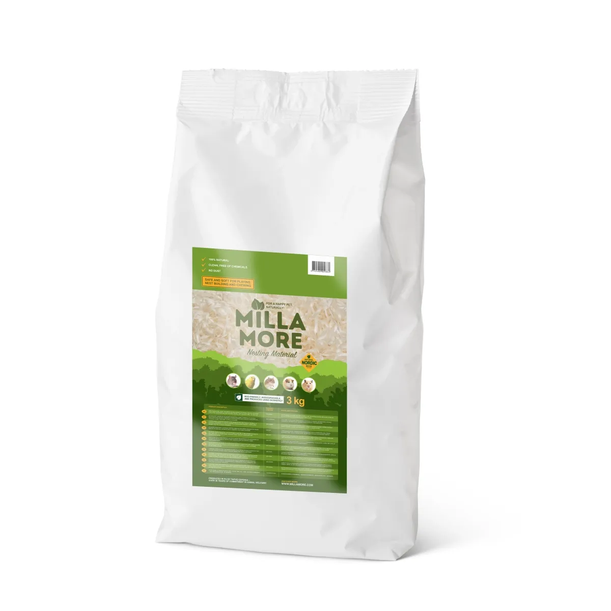 Millamore näriliste pesamaterjal 3 kg