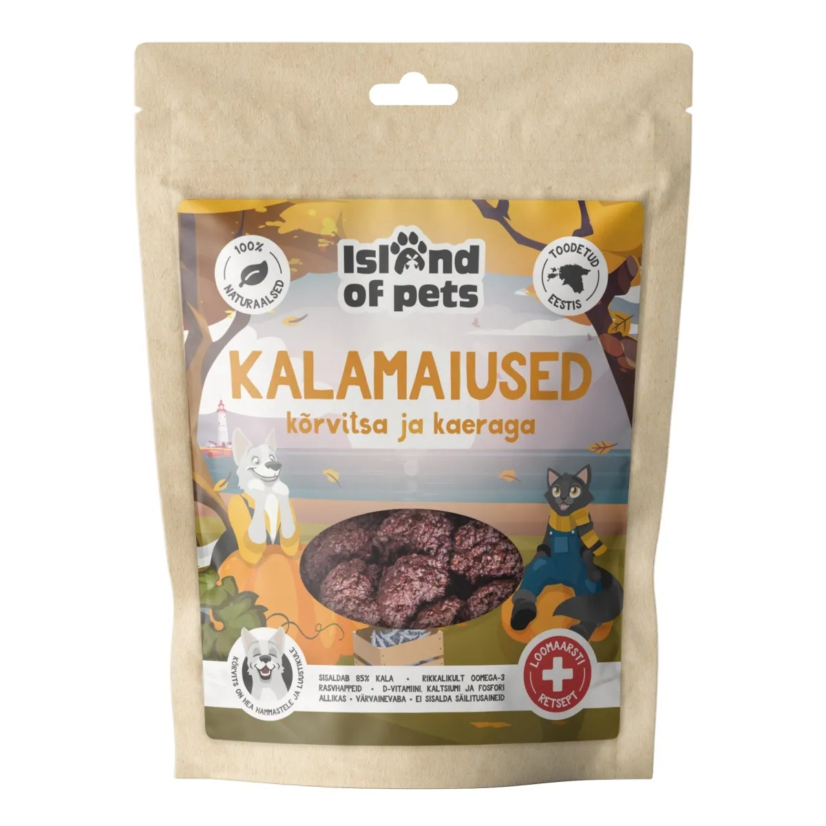 Island of Pets maius, kalamaius kõrvitsa ja kaeraga 80 g - Tootepilt 1