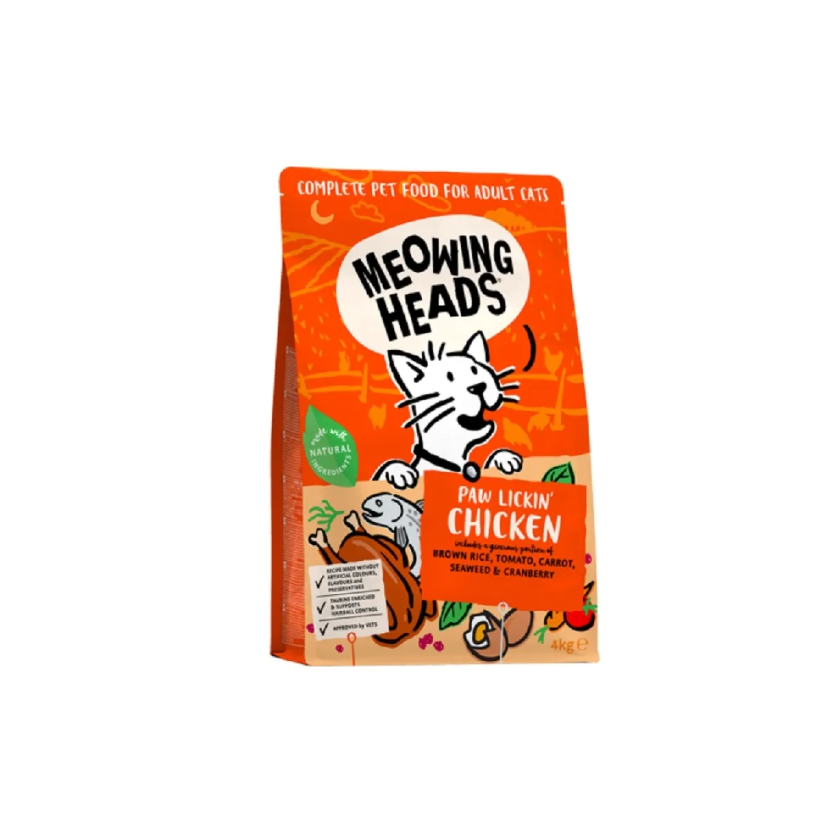 Meowing Heads kuivtoit kassidele kanaga 4 kg