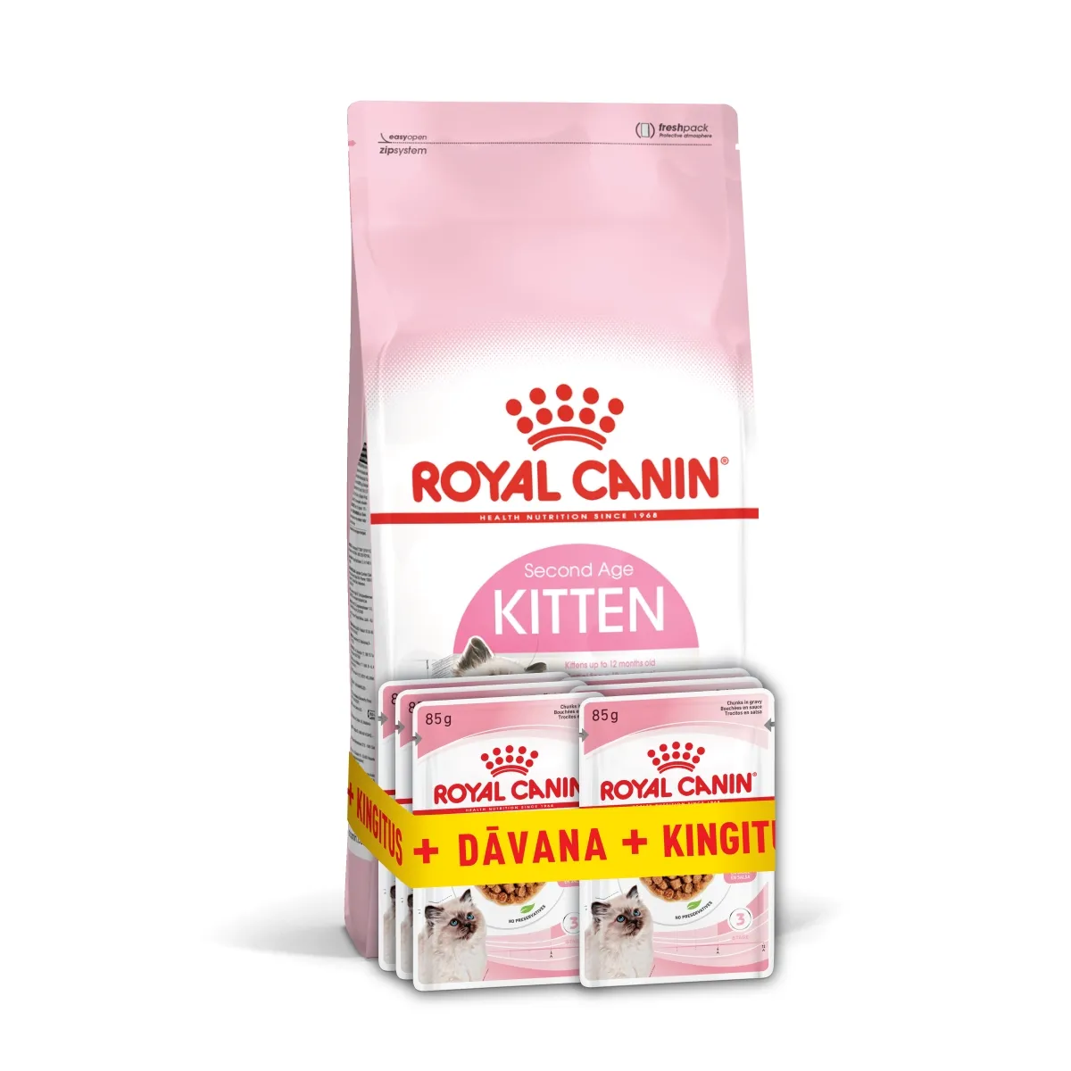 Royal Canin Kitten 36 kassipoja komplekt, 2 kg + 6 x 85 g - Tootepilt