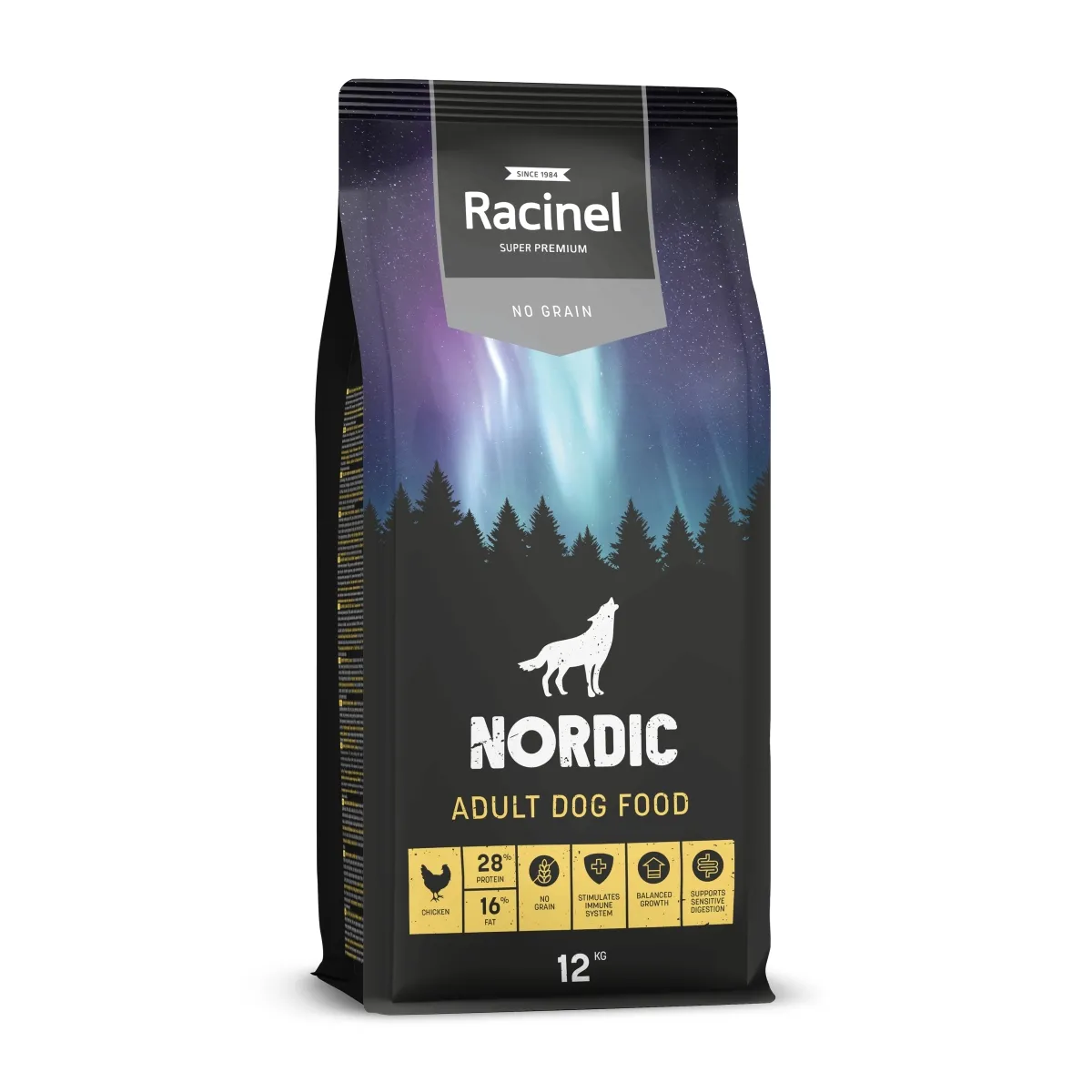 Racinel Black Label kuivtoit täiskasvanud koertele kanaga 12 kg