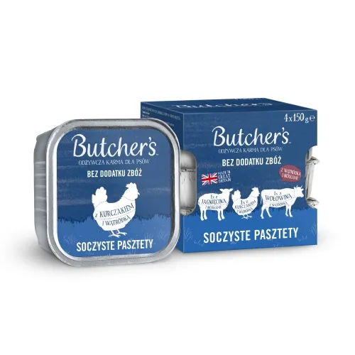 Butcher's Original pasteet koertele lammas/kana/veis 150g x 4tk