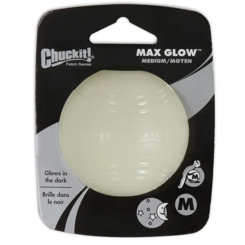 Chuckit Max Glow pimedas helendav pall koertele valge, M