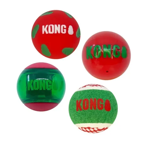 KONG Holiday Occasions Balls mänguasi koerale 4 tk, M