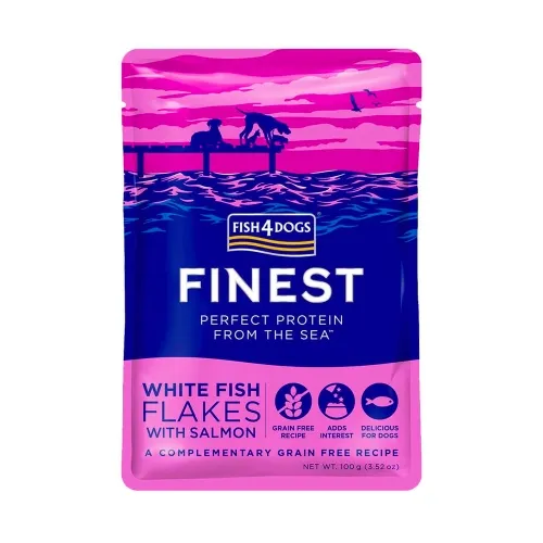 Fish4Dogs Finest Flakes einekotike koertele, valge kala/lõhe 100 g